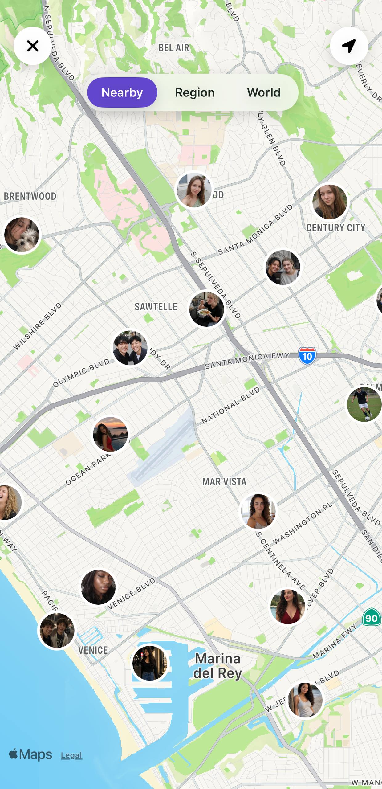 People appearing nearby on the Zoom In map
