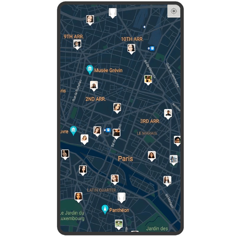 People appearing on the Zoom In map in Paris